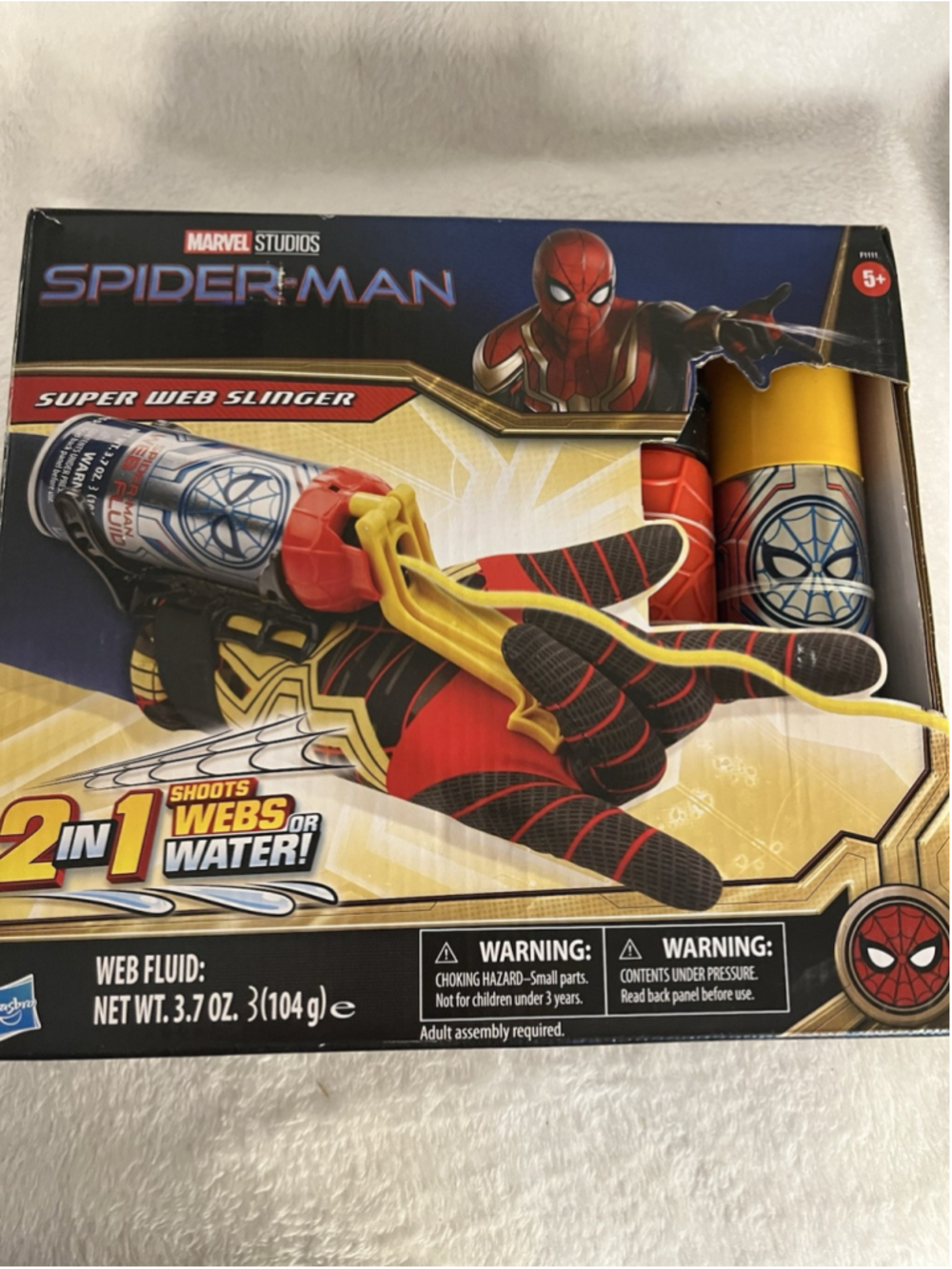NIB Marvel Spider-Man Super Web Slinger, 2-in-1 Shoots Webs or Water Shooter